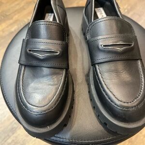 Steve Madden Black Loafers with Silver Accent
